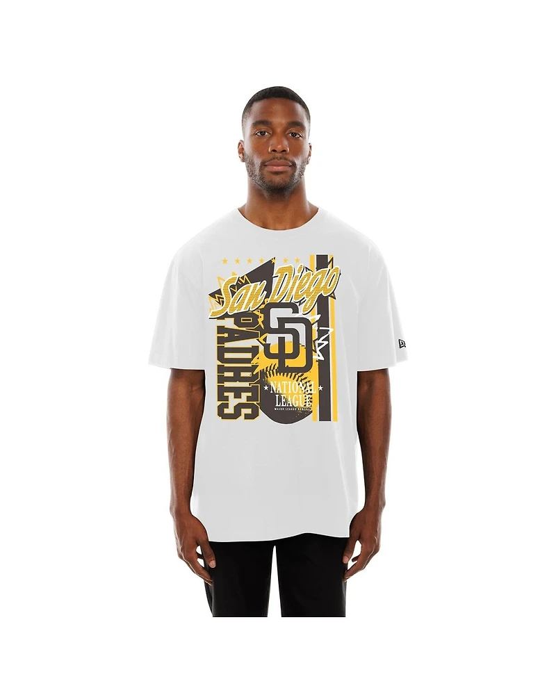 New Era Men's White San Diego Padres Big Graphic Domestic T-Shirt