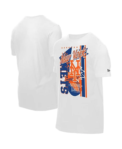 New Era Men's White York Mets Big Graphic Domestic T-Shirt
