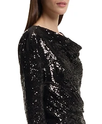 Boss by Hugo Women's Draped-Neckline Sequin Dress