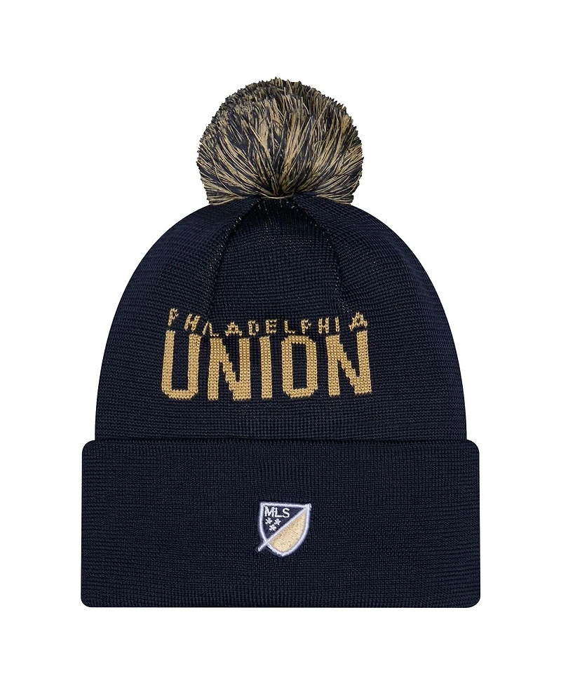 New Era Men's Black Philadelphia Union 2026 Jersey Hook Cuffed with Pom Knit Hat