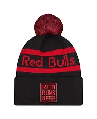 New Era Men's Black New York Red Bulls 2026 Jersey Hook Cuffed with Pom Knit Hat