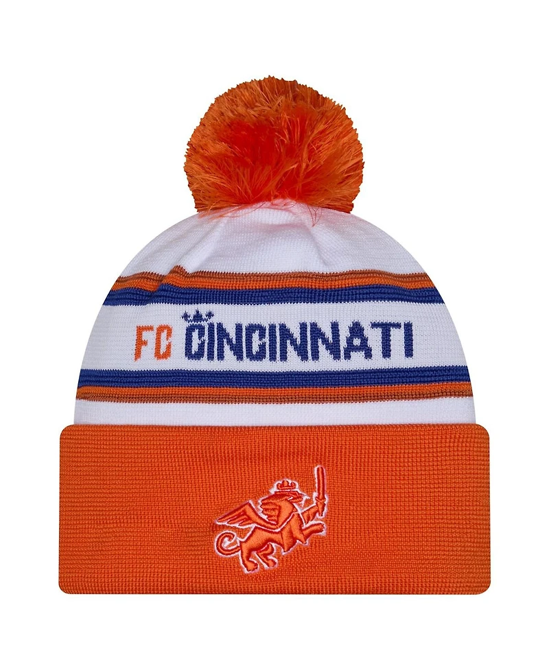 New Era Men's White Fc Cincinnati 2026 Jersey Hook Cuffed Pom Knit Hat