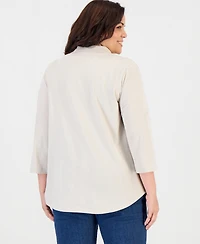Style & Co Plus Button-Front Collar Roll-Tab Shirt, Macy's Exclusive