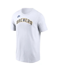 Nike Men's White Milwaukee Brewers Cooperstown Collection Wordmark T-Shirt