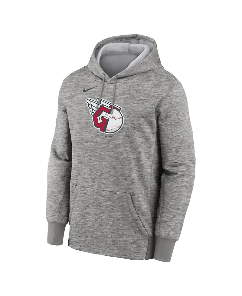 Nike Men's Heather Gray Cleveland Guardians Primary Logo Therma Hoodie