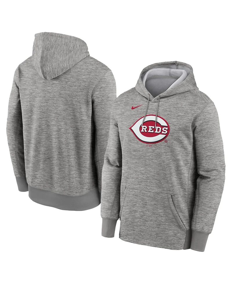 Nike Men's Heather Gray Cincinnati Reds Primary Logo Therma Hoodie