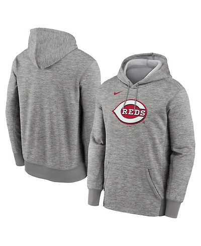 Nike Men's Heather Gray Cincinnati Reds Primary Logo Therma Hoodie