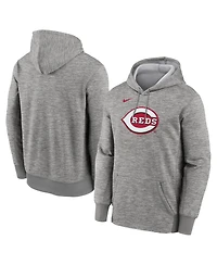 Nike Men's Heather Gray Cincinnati Reds Primary Logo Therma Hoodie
