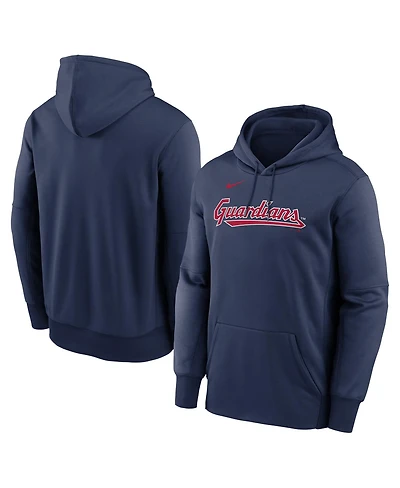 Nike Men's Navy Cleveland Guardians Primary Wordmark Therma Hoodie