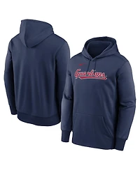 Nike Men's Navy Cleveland Guardians Primary Wordmark Therma Hoodie