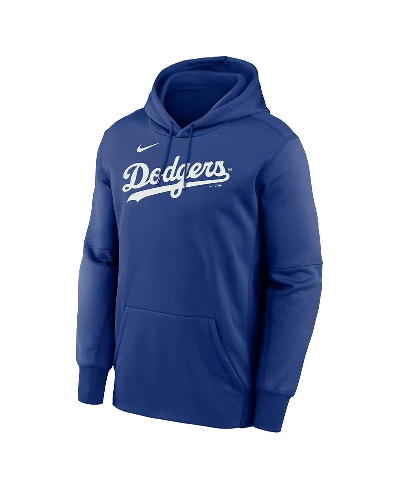 Nike Men's Royal Los Angeles Dodgers Primary Wordmark Therma Hoodie