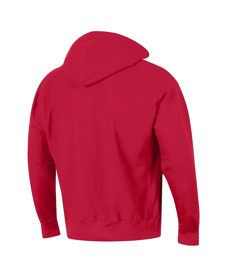 Champion Men's Scarlet Atlanta Braves Reverse Weave Chenille Hoodie