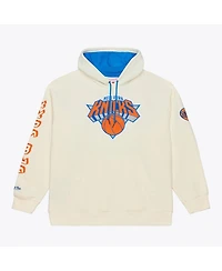 Mitchell & Ness Men's Cream New York Knicks Hardwood Classics Chainstitch Premium Fleece Hoodie