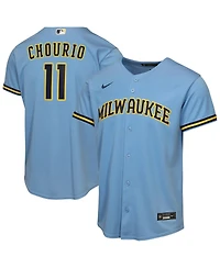 Nike Big Boys and Girls Jackson Chourio Light Blue Milwaukee Brewers Road Replica Jersey