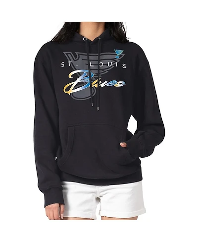 G-iii 4Her by Carl Banks Men's Black St. Louis Blues Shadow Logo Fleece Pullover Hoodie