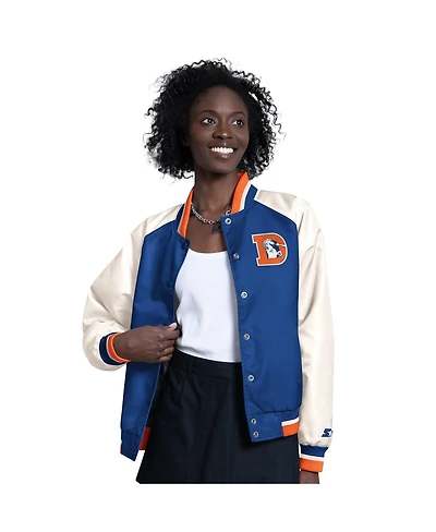 Starter Women's Blue/White Denver Broncos Raglan Blitz Full-Snap Varsity Jacket