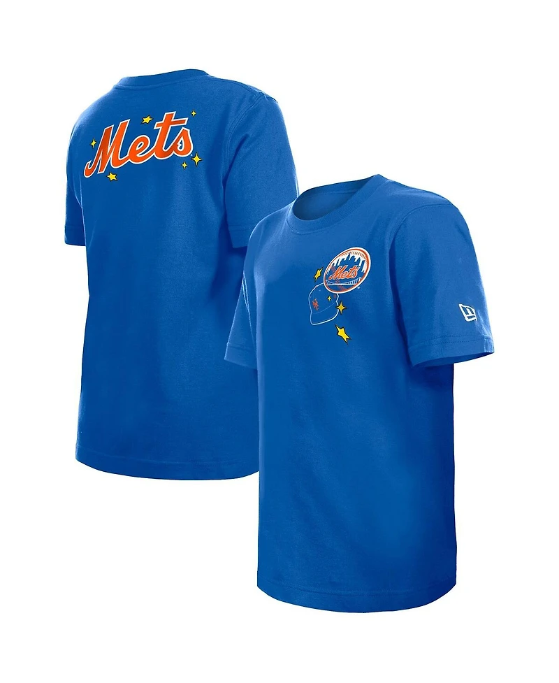 New Era Big Boys and Girls Royal New York Mets Stars Cap T-Shirt