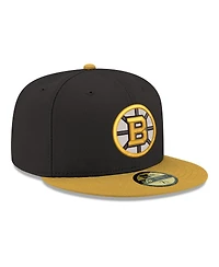 New Era Men's Black Boston Bruins Core Logo Two-Tone 59FIFTY Fitted Hat