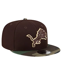 New Era Men's Dark Brown Detroit Lions Burnt Wood Camo 9FIFTY Snapback Hat