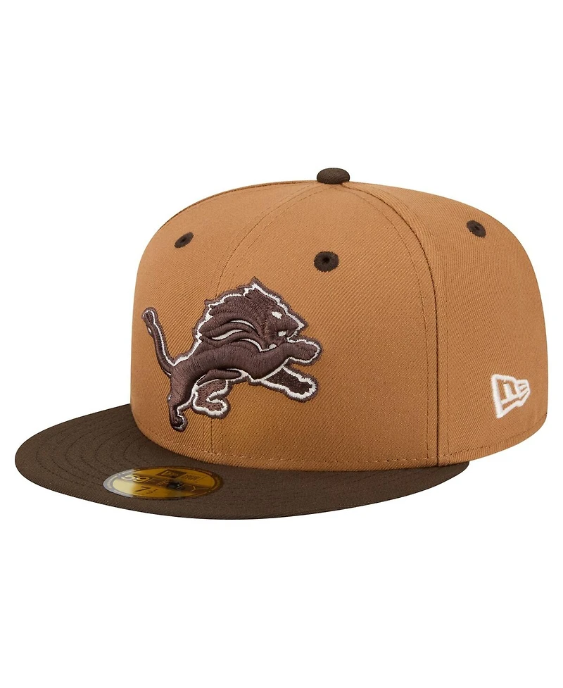 New Era Men's Light Brown/Dark Brown Detroit Lions Two-Tone Walnut 59FIFTY Fitted Hat