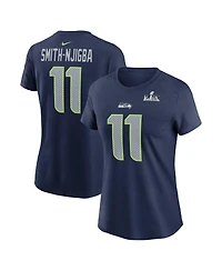 Nike Women's Jaxon Smith-Njigba College Navy Seattle Seahawks Super Bowl Lx Patch Name Number T-Shirt