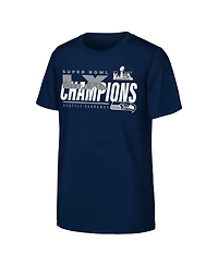 Fanatics Big Boys and Girls College Navy Seattle Seahawks Super Bowl Lx Champions Iconic Victory T-Shirt