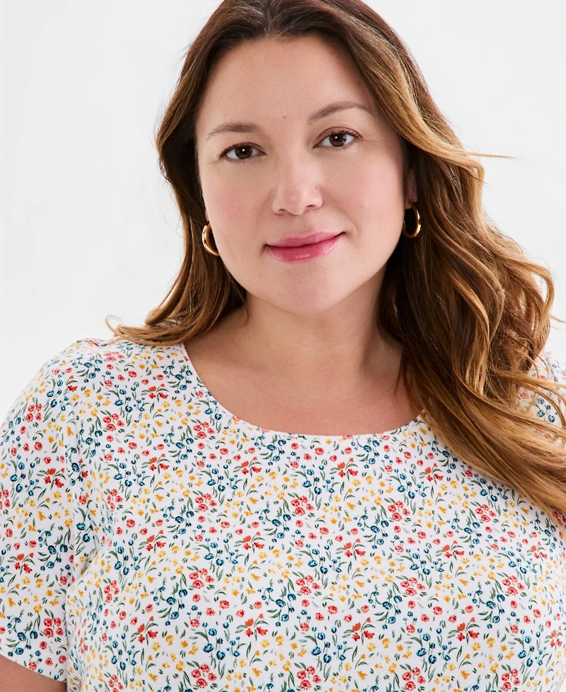 Style & Co Plus Printed Short-Sleeve T-Shirt, Macy's Exclusive