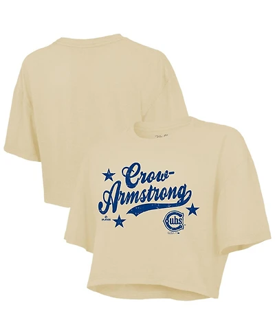 Majestic Threads Women's Pete Crow-Armstrong Cream Chicago Cubs Boxy Crop Top