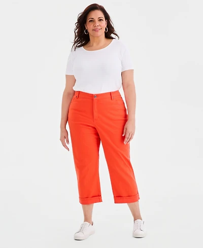 Style & Co Plus Curvy Roll-Cuff Capri Jeans, Created for Macy's