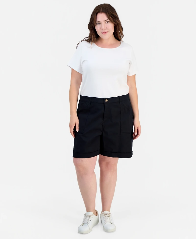 Style & Co Plus Cuffed Utility Shorts, Macy's Exclusive