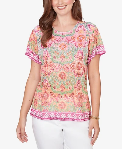 Ruby Rd. Petite Floral Damask Print Knit T-shirt