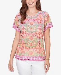 Ruby Rd. Petite Floral Damask Print Knit T-shirt
