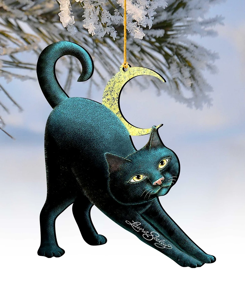 Designocracy Black Cat Holiday Ornaments, Set of 2