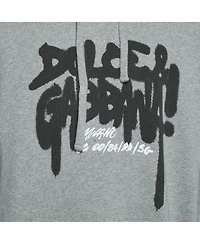 Pre-Owned Dolce & Gabbana Men's Pre-Owned Dolce and Gabbana Grey Graffiti Logo Print Jersey Hoodie