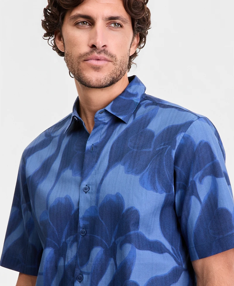 Alfani Men's Short-Sleeve Shadow Floral Shirt, Macy's Exclusive