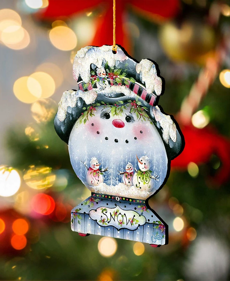 Designocracy Joe Cool Snow Globe Holiday Ornaments, Set of 2