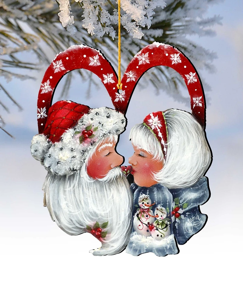 Designocracy Merry Kissmas, Holiday Ornaments, Set of 2