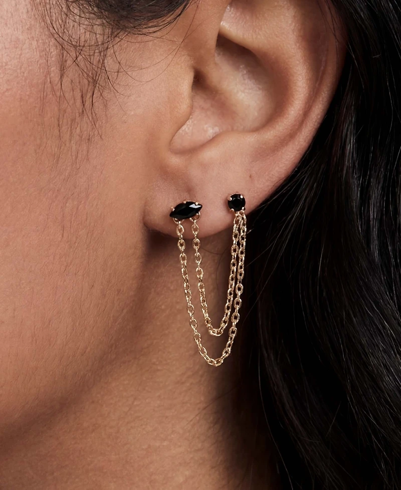 Ettika Double Piercing Chain Dangle Earrings