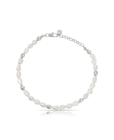 Ettika Freshwater Pearl Polished Pebble Anklet
