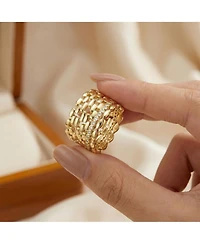 Chic 14K Gold Plated with Round Cubic Zirconia Geometric Stacking Ring