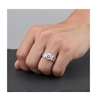 Rachel Glauber Men's Clear Cubic Zirconia Slim Adjustable Band Ring