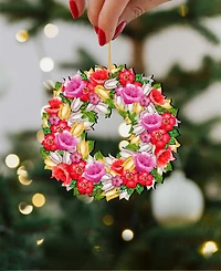 Designocracy Love You Flowers Wreath Holiday Ornaments, Set of 2