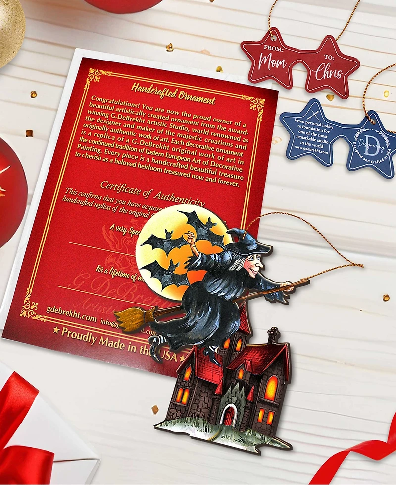 Designocracy Christmas Witch Holiday Ornaments, Set of 2