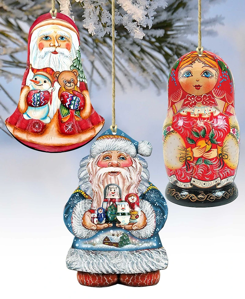 Designocracy Nesting Matreshka Holiday Ornaments, Set of 3