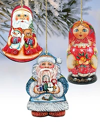 Designocracy Nesting Matreshka Holiday Ornaments, Set of 3