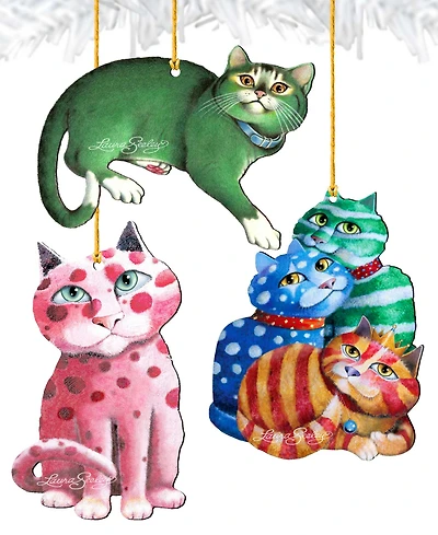 Designocracy Rainbow Cats Holiday Ornaments, Set of 3