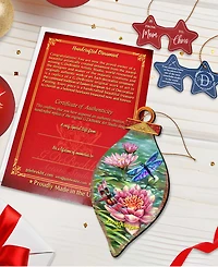 Designocracy Dragonflies and Water Lilies Holiday Ornaments, Set of 2