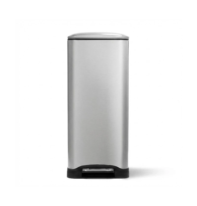 Home Zone Living 13 Gallon Dual Compartment Stainless Steel Kitchen Trash Can with Step Pedal and Soft Close Lid, Silver