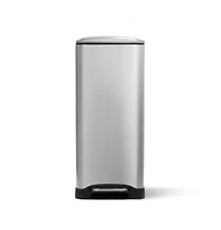Home Zone Living 13 Gallon Dual Compartment Stainless Steel Kitchen Trash Can with Step Pedal and Soft Close Lid, Silver