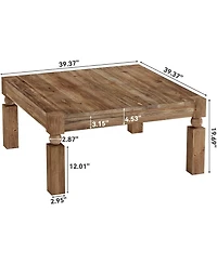 Tribesigns Square Coffee Table, 39-Inch Farmhouse Coffee Table with Sturdy Legs